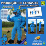 Fantasia de Mascote Boi ou Touro Azul Forte